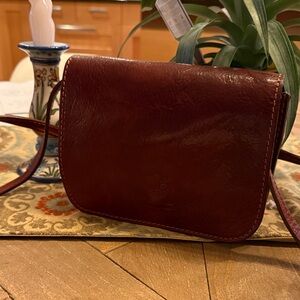 Elegant Italian Brown Leather Crossbody Bag